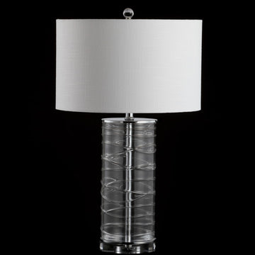 Cole 27.5" Modern Fused Glass Cylinder LED Table Lamp - JONATHAN Y